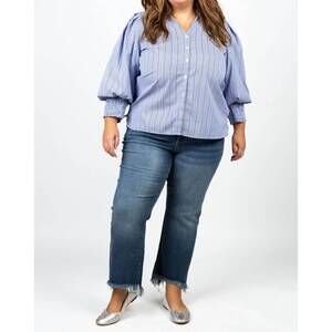 NEW JOH witlee cotton poplin top - plus in light blue
